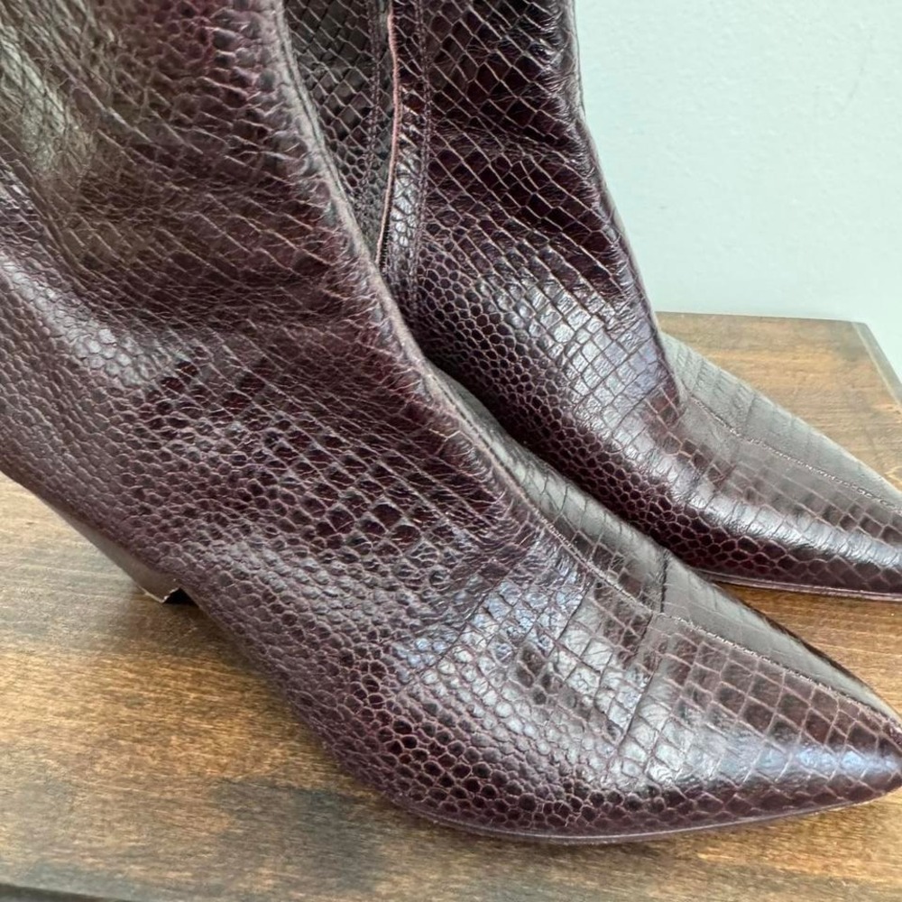Vince Burgundy Python Ankle Boot Size 5 Snake Rep… - image 6